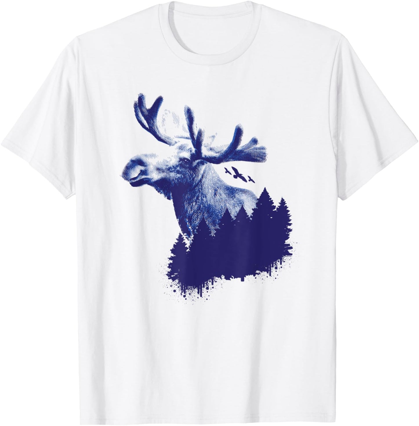 Moose Forest Trees Environmental Protection T-Shirt - T-Shirt | White