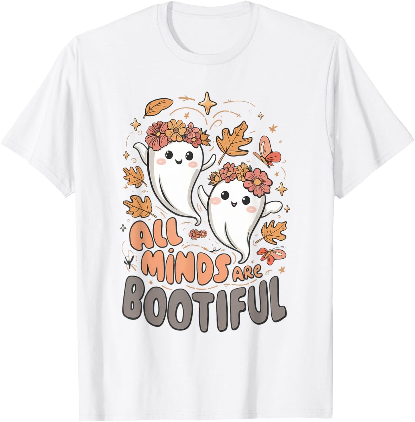 All Minds Are Bootiful Ghost Fall SPED Teacher Halloween T-Shirt - T-Shirt | White