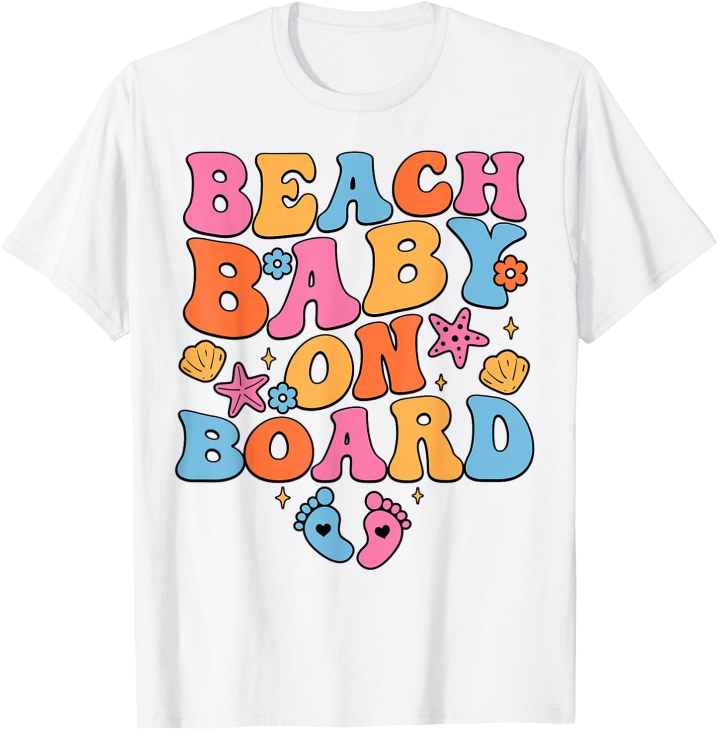 Beach Baby On Board Pregnancy Baby Announcement Cruise Trip T-Shirt - T-Shirt | White