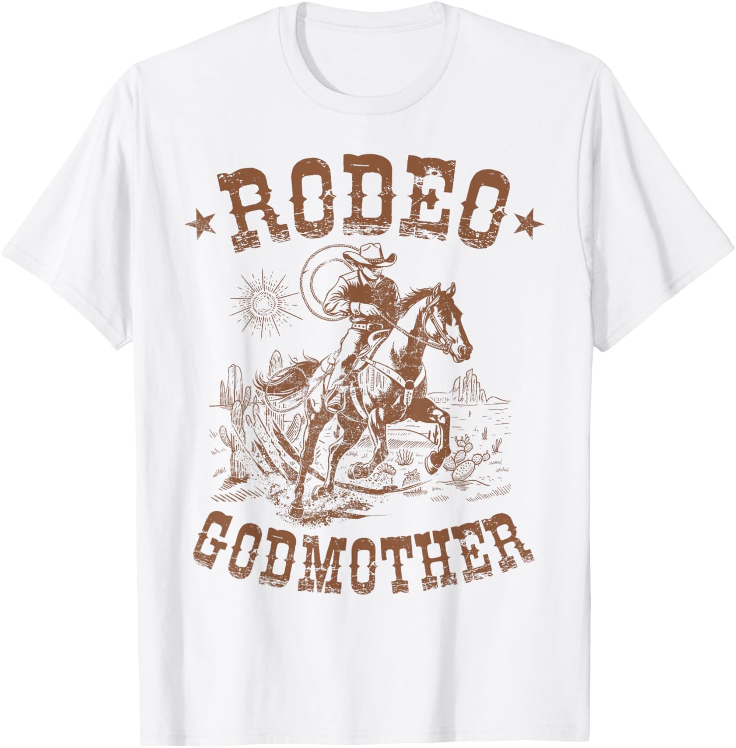 Rodeo Godmother Western Cowboy Family Matching Mother's Day T-Shirt - T-Shirt | White