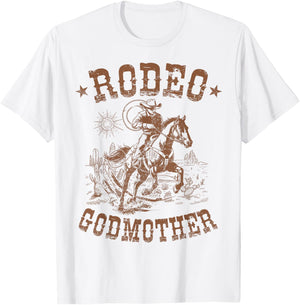 Rodeo Godmother Western Cowboy Family Matching Mother's Day T-Shirt - T-Shirt | White