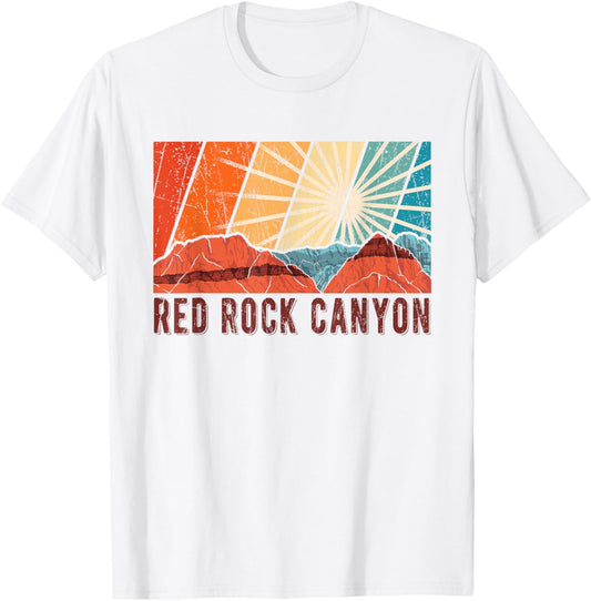 Retro Red Rock Canyon Nevada Souvenir Graphic Themed Print T-Shirt - T-Shirt | White