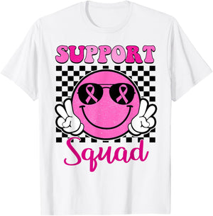 Groovy Breast Cancer Awareness Men Women Kids Support Squad T-Shirt - T-Shirt | White