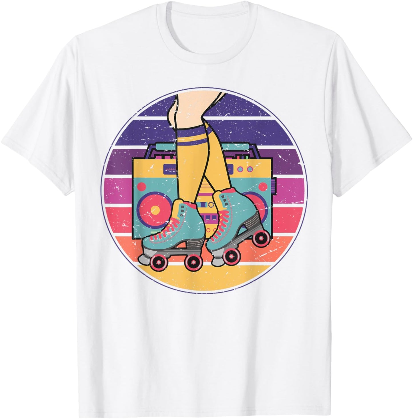 Roller Girl Skate Radio Skating Disco Retro 70s/80s T-Shirt - T-Shirt | White