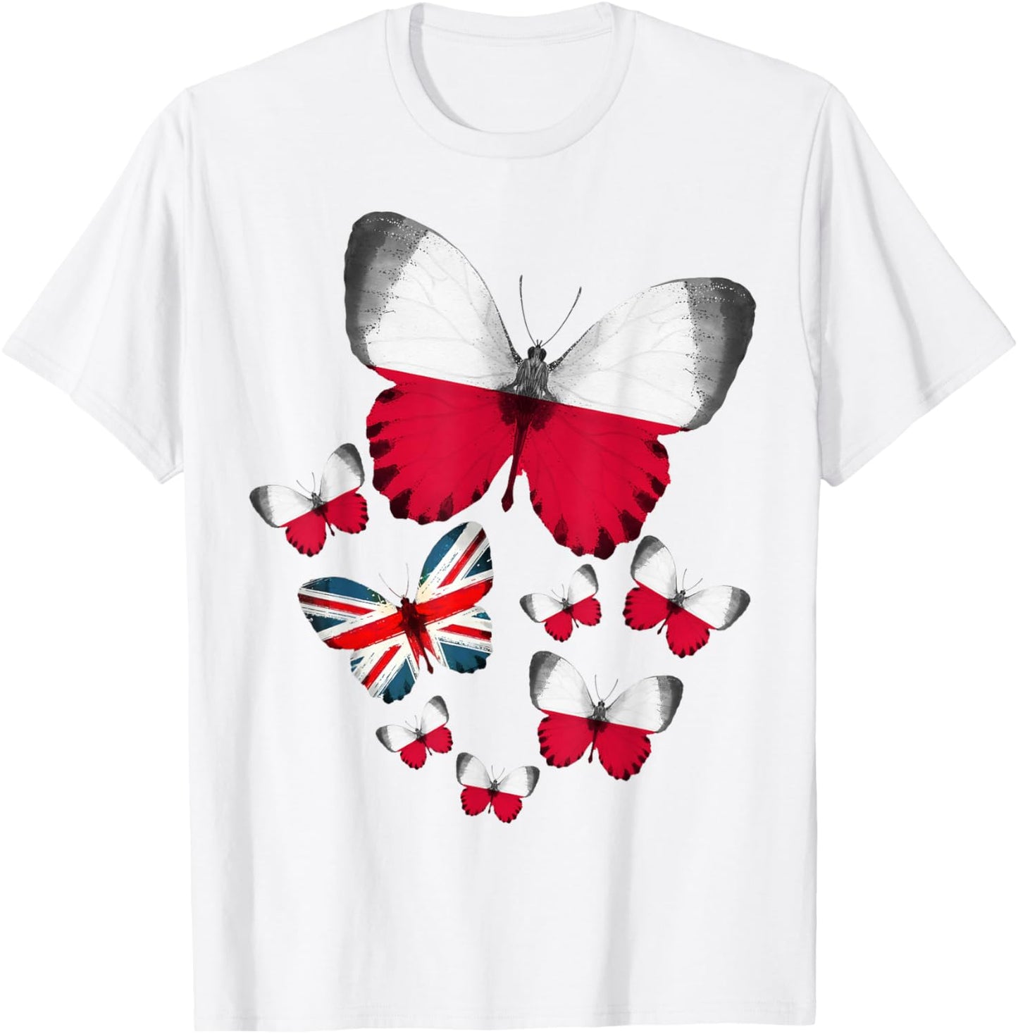 Polish Flag Outfit Ideas For Kids & Poland British Butterfly T-Shirt - T-Shirt | White