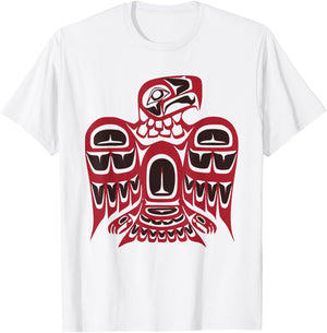 Pacific Northwest tribe art Hawk eagle T-Shirt - T-Shirt | White