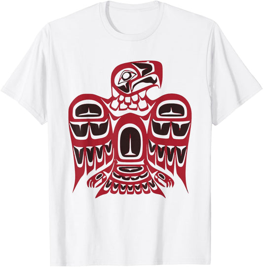 Pacific Northwest tribe art Hawk eagle T-Shirt - T-Shirt | White
