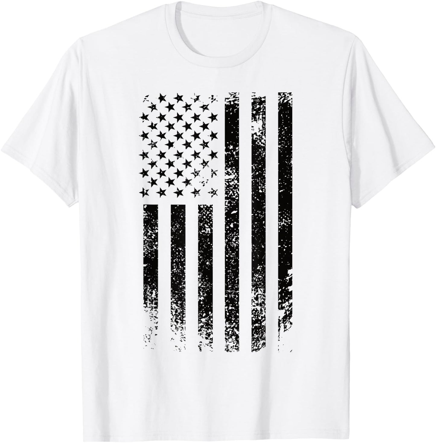 Patriotic USA Black American Flag Distressed Grunge Graphic T-Shirt - T-Shirt | White