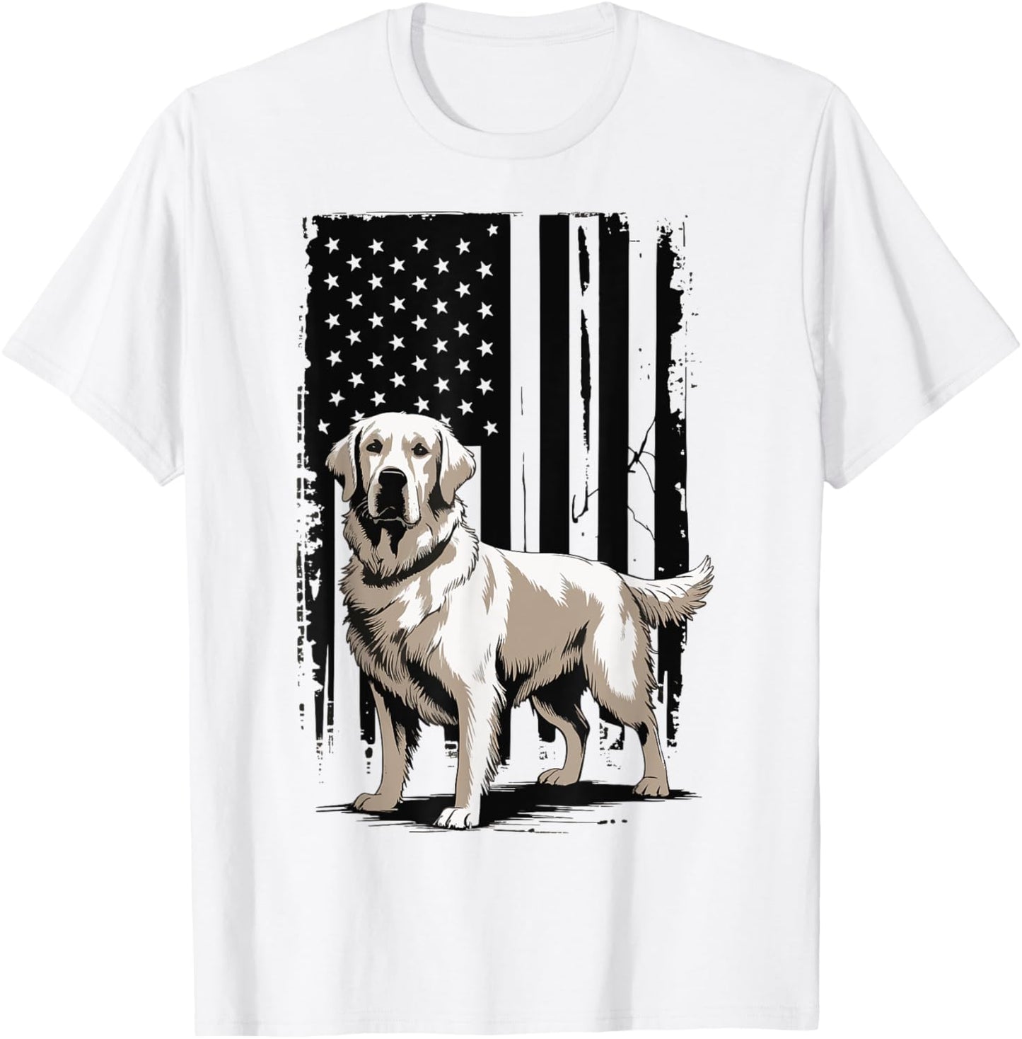 Golden Retriever USA Flag T-Shirt - T-Shirt | White