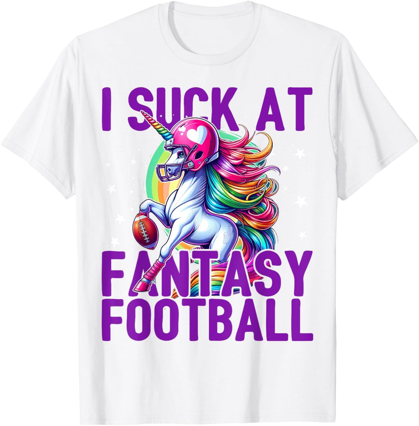 I Suck at Fantasy Football Unicorn Rainbow Loser Men T-Shirt - T-Shirt | White
