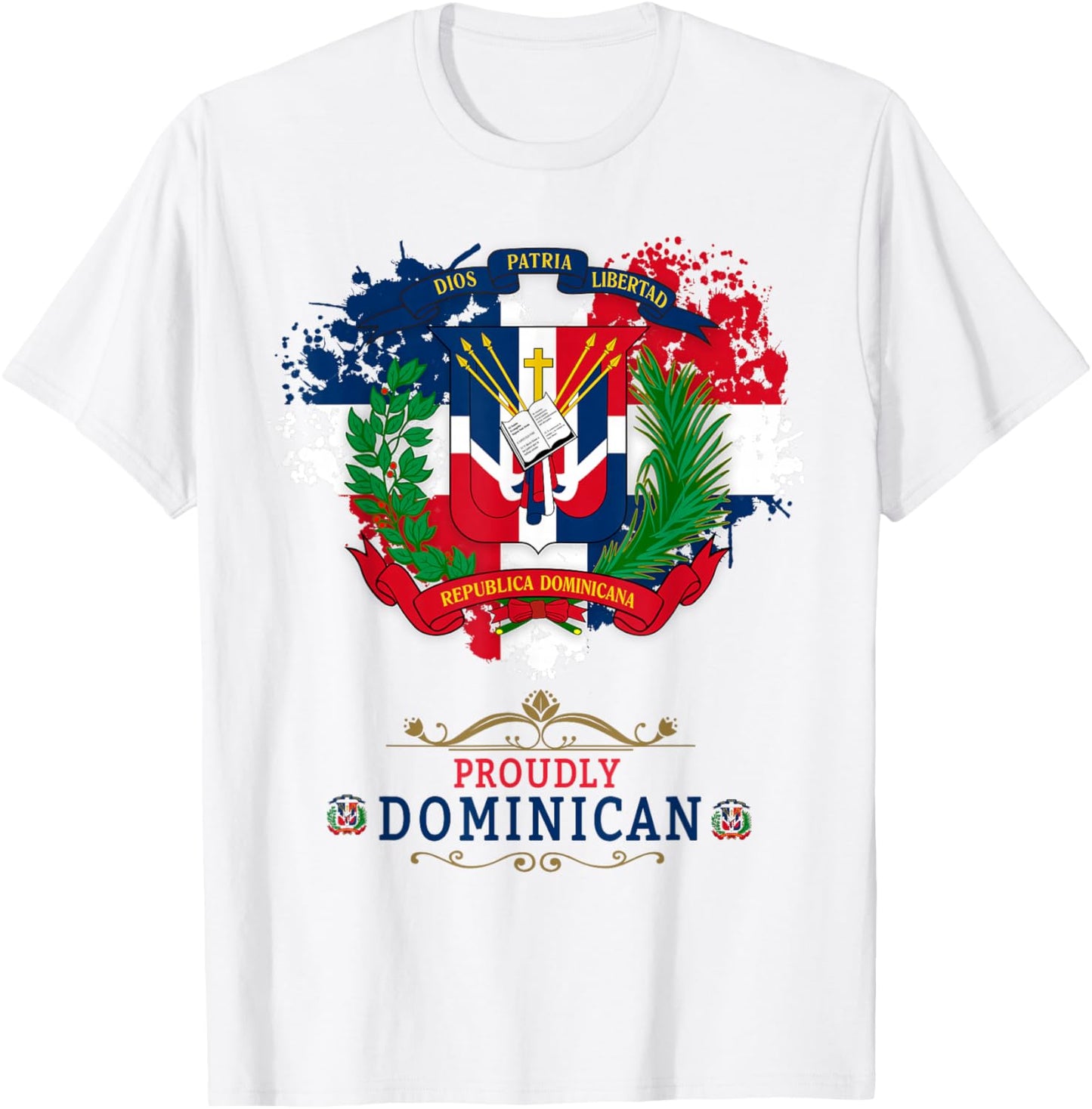 Coat of Arms Republica Dominicana For Kids & Dominican Flag T-Shirt - T-Shirt | White