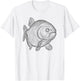 Line Art Piranha Piranhas T-Shirt - T-Shirt | White