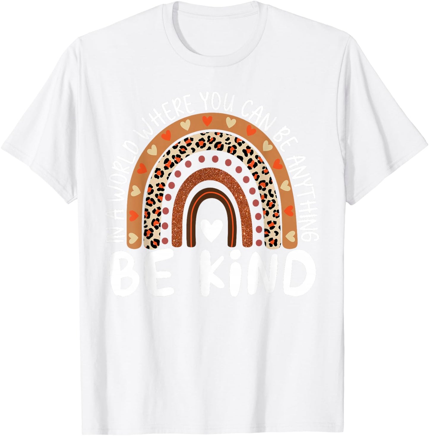 Unity Day Orange Anti Bullying Kids Girls Leopard Rainbow T-Shirt - T-Shirt | White
