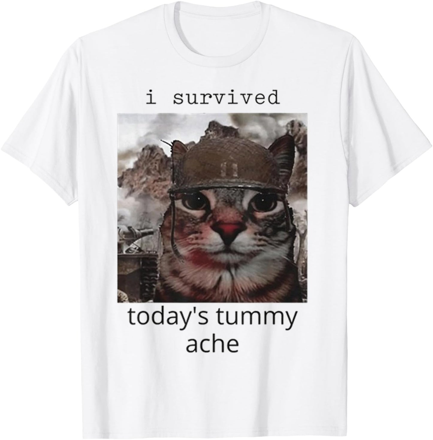 I survived today's tummy ache Cat T-Shirt - T-Shirt | White