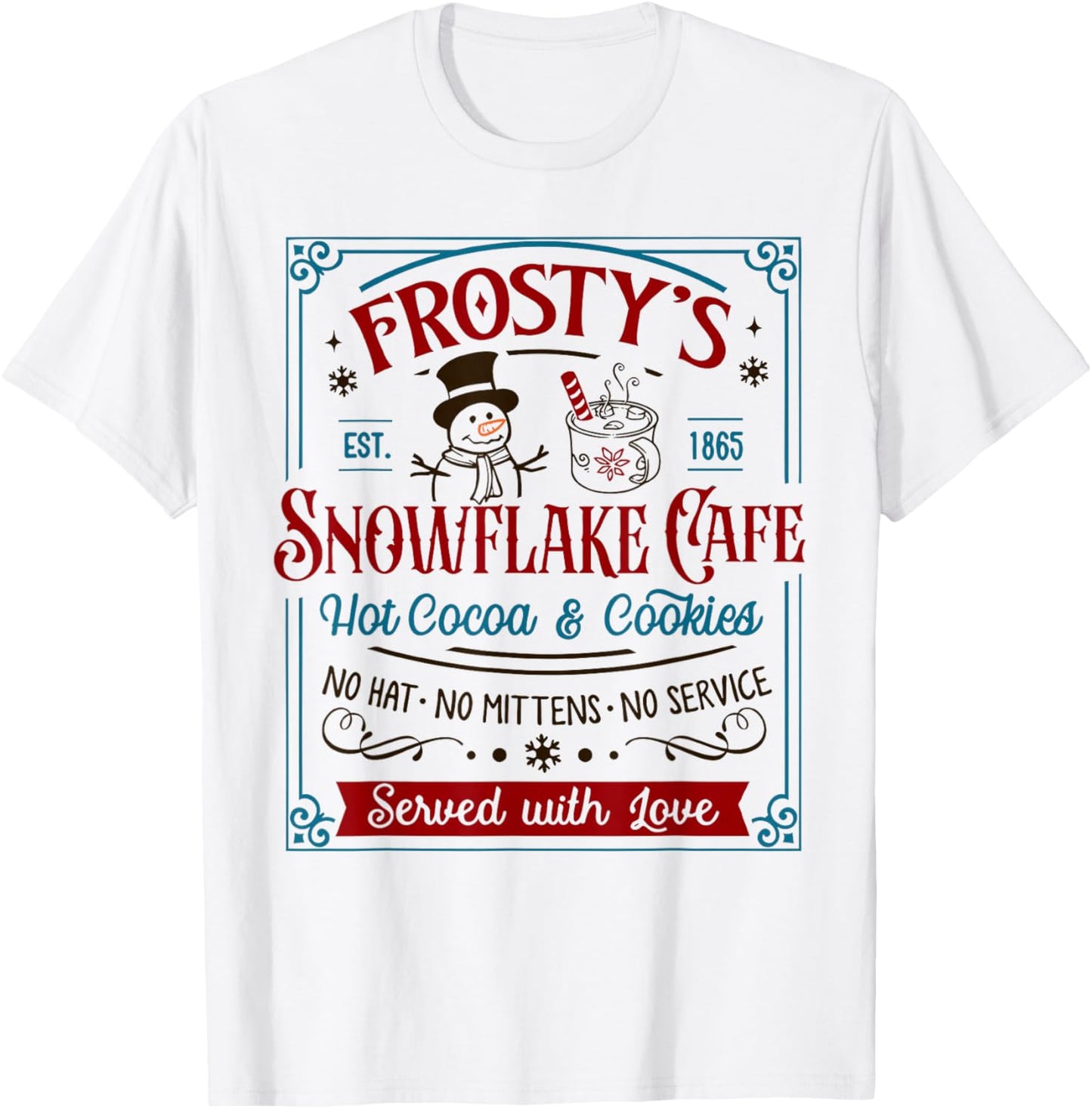 Old Fashioned Frosty's Snowflake Cafe Coffee Lovers Xmas T-Shirt - T-Shirt | White