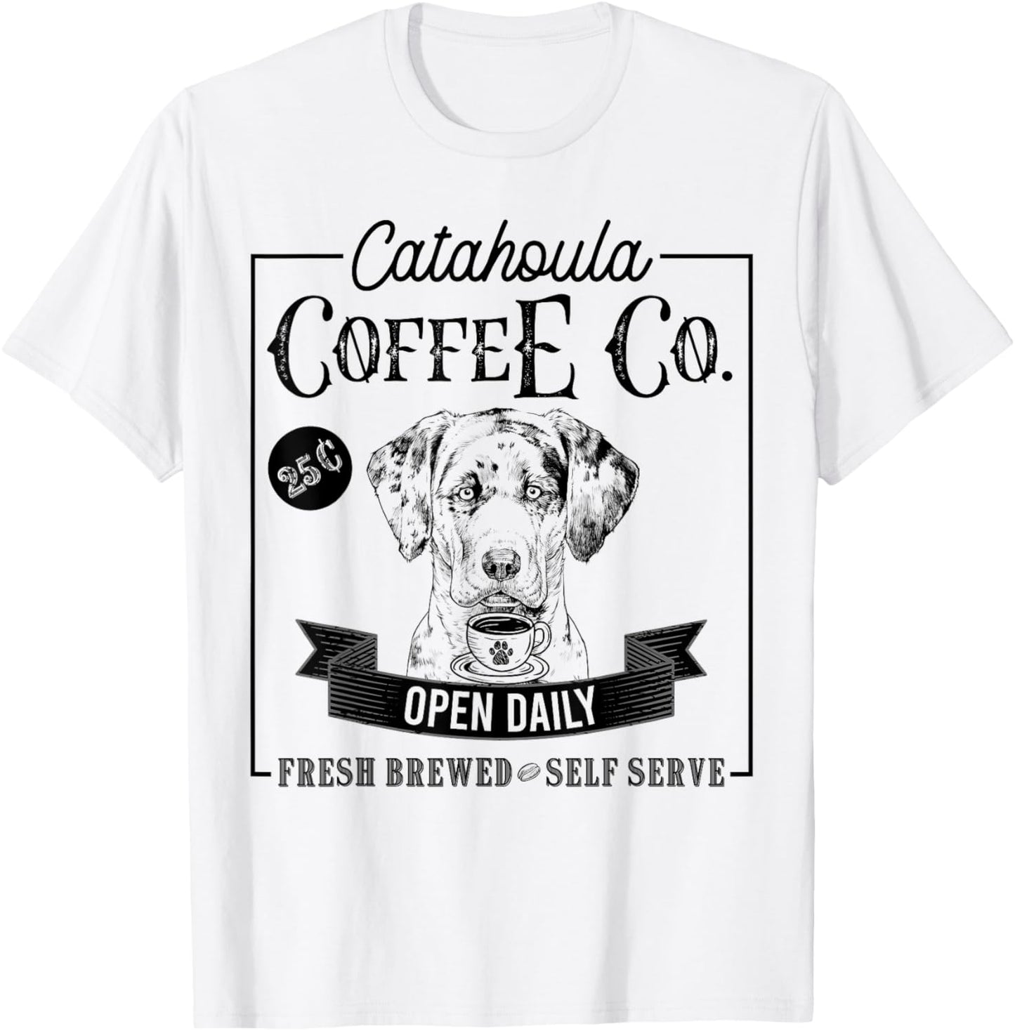 Retro Catahoula Leopard Dog Coffee Funny Dog Coffee Lover Women Girls Kids T-Shirt - T-Shirt | White