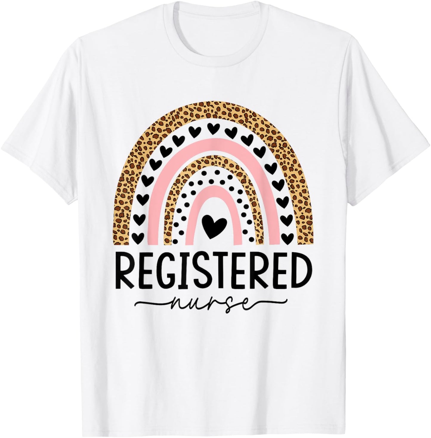 Women Registered Nurse RN Nursing Rainbow Leopard Nurse Day T-Shirt - T-Shirt | White