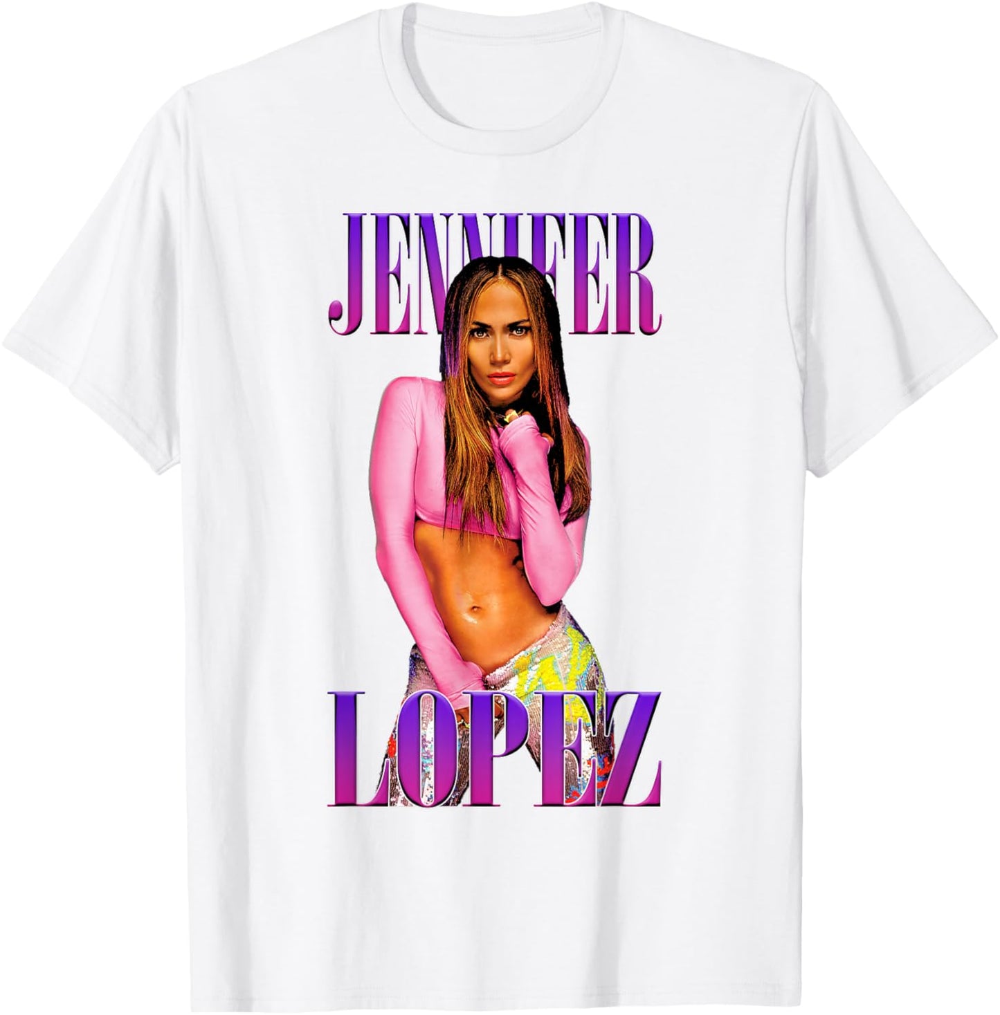 Jennifer Lopez Pink Pose White T-Shirt - T-Shirt | White