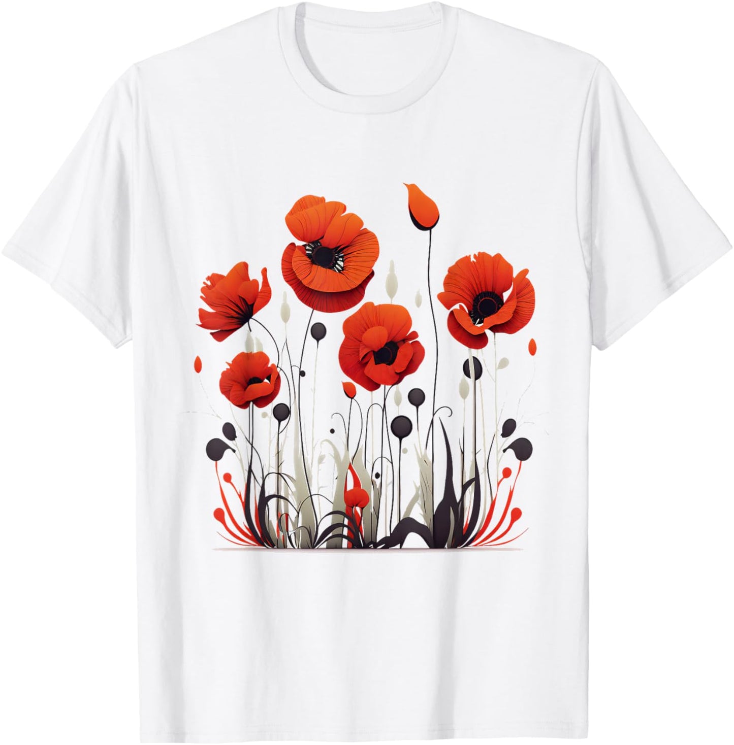 Poppies, spring bloomers, summer, flower, vintage, garden T-Shirt - T-Shirt | White