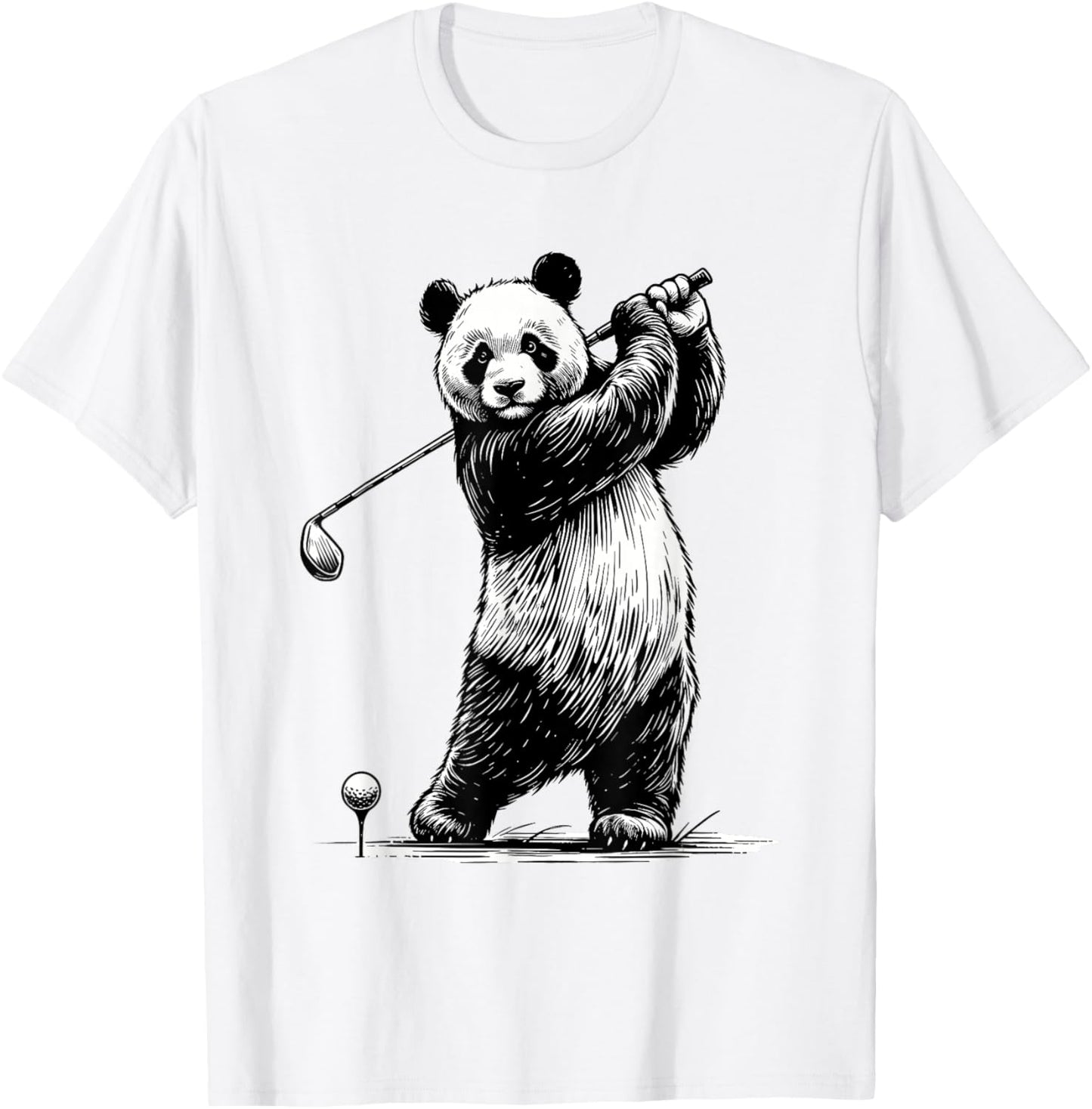 Panda Bear Playing Golf Funny Golfing Lover Golfer T-Shirt - T-Shirt | White