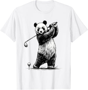 Panda Bear Playing Golf Funny Golfing Lover Golfer T-Shirt - T-Shirt | White