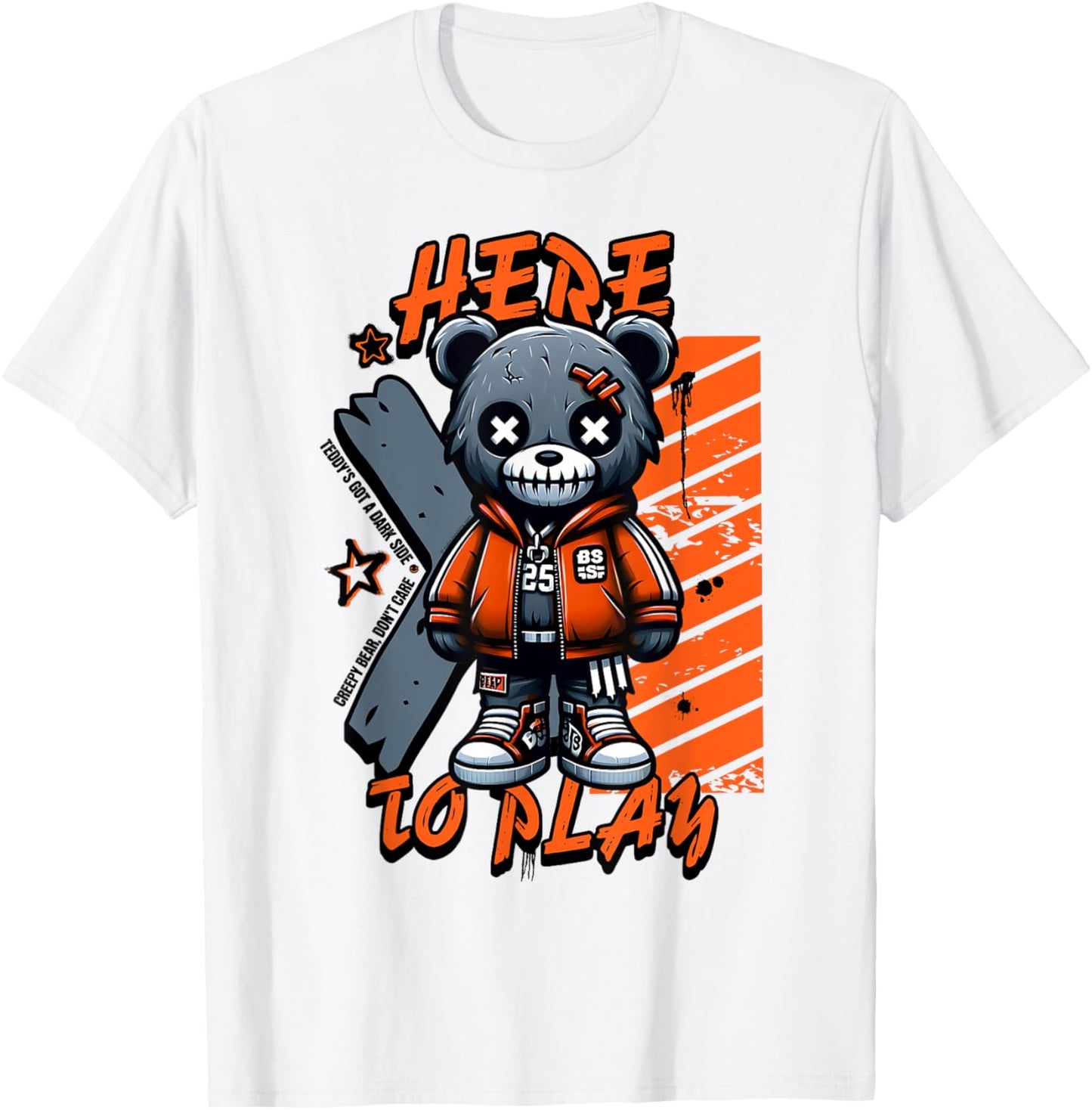 Scary Cute Teddy Bear Here to Play Pastel Goth Style Creepy T-Shirt - T-Shirt | White