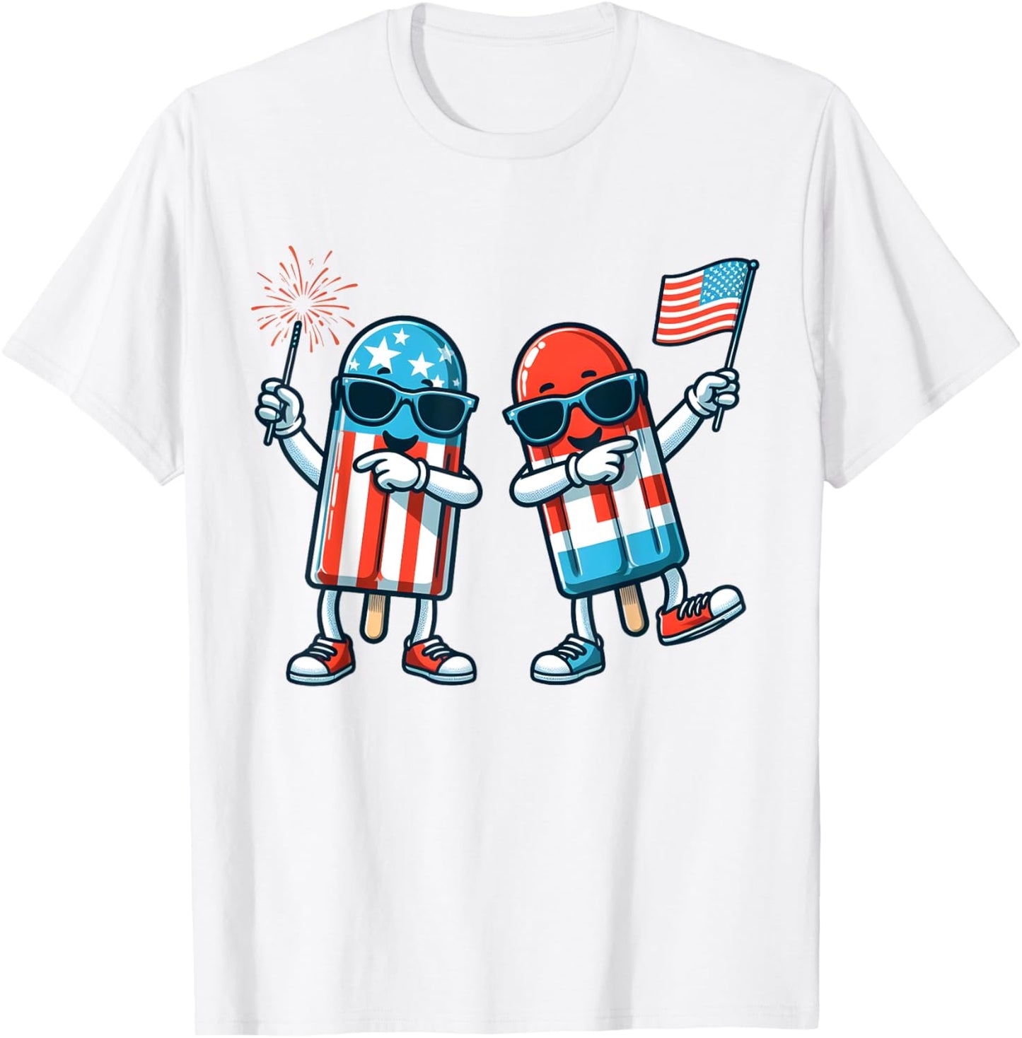 Cute Popsicle American Flag 4th of July Patriotic Summer Boy T-Shirt - T-Shirt | White