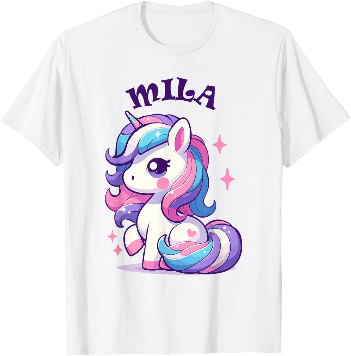 Mila Cute Unicorn Girl Name Mila , white, S T-Shirt - T-Shirt | White