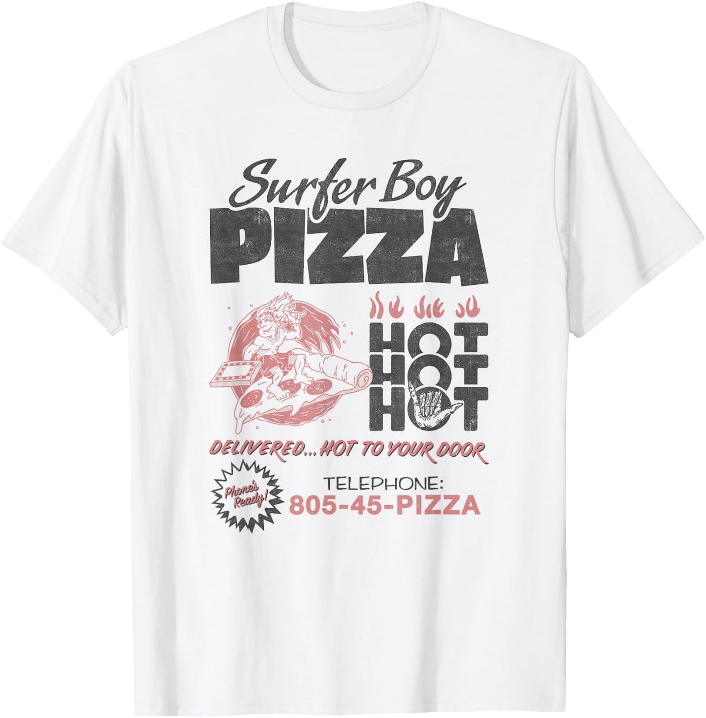 Stranger Things Surfer Boy Pizza Flyer T-Shirt - T-Shirt | White