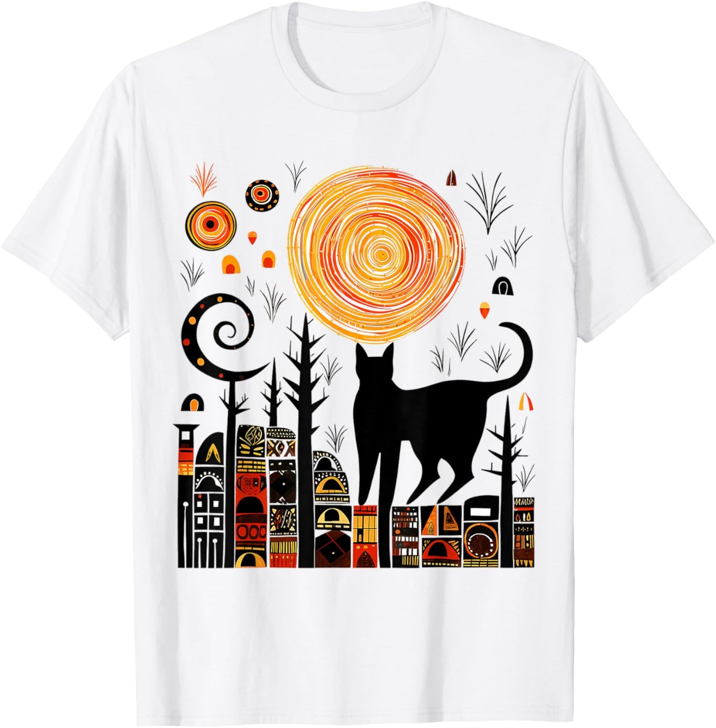 Nature Geometric Cat Art Abstract Polygon Graphic Nature Women Kids T-Shirt - T-Shirt | White