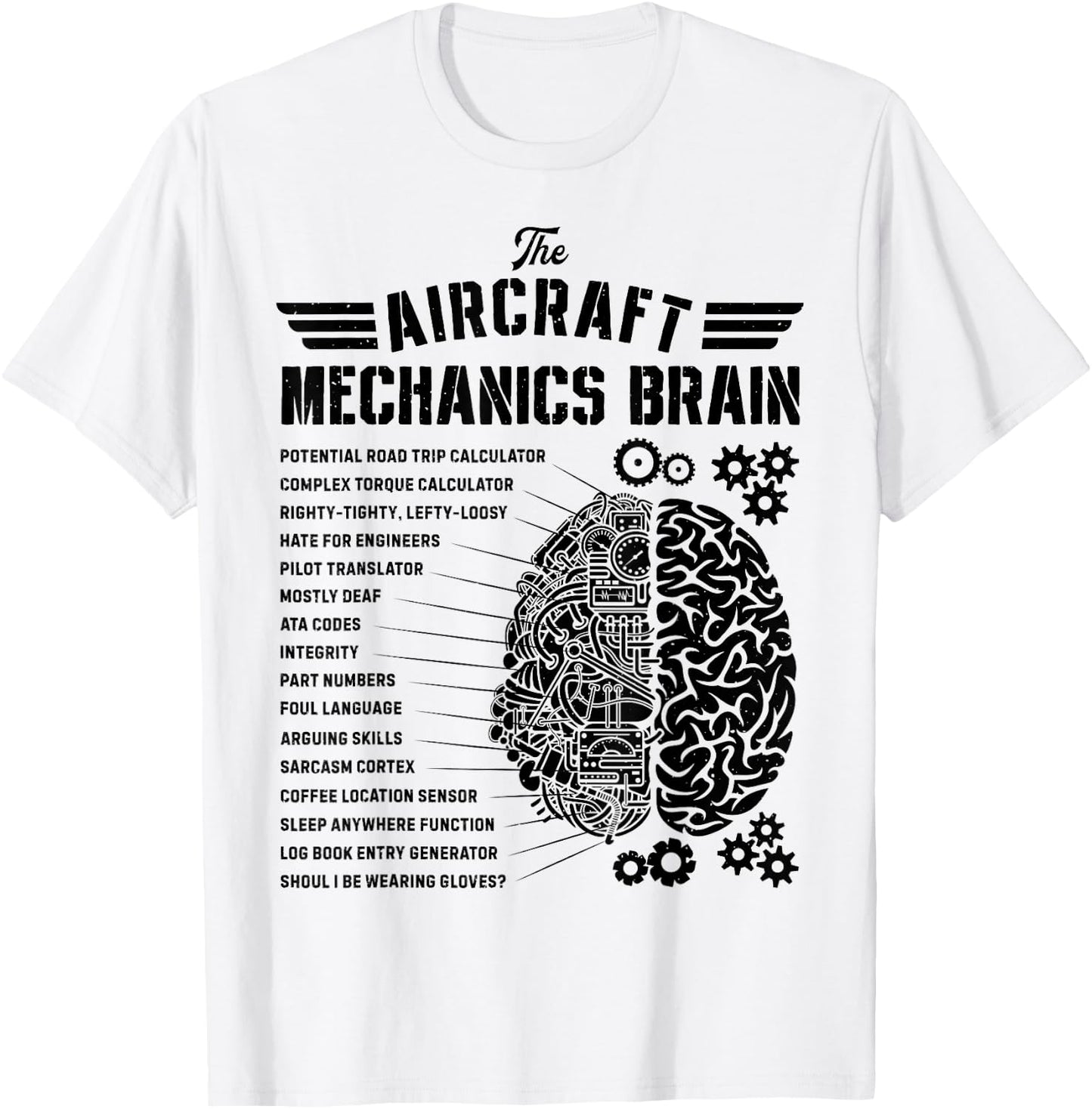 Aircraft Mechanics Brain Funny Aviation Technician Gifts Men T-Shirt - T-Shirt | White