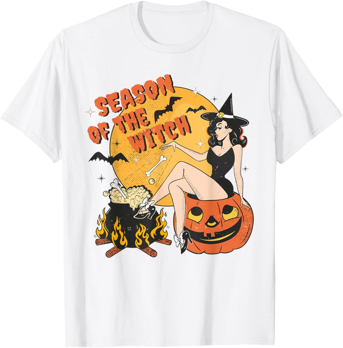 Retro Season of the Witch Halloween Salem Witch T-Shirt - T-Shirt | White