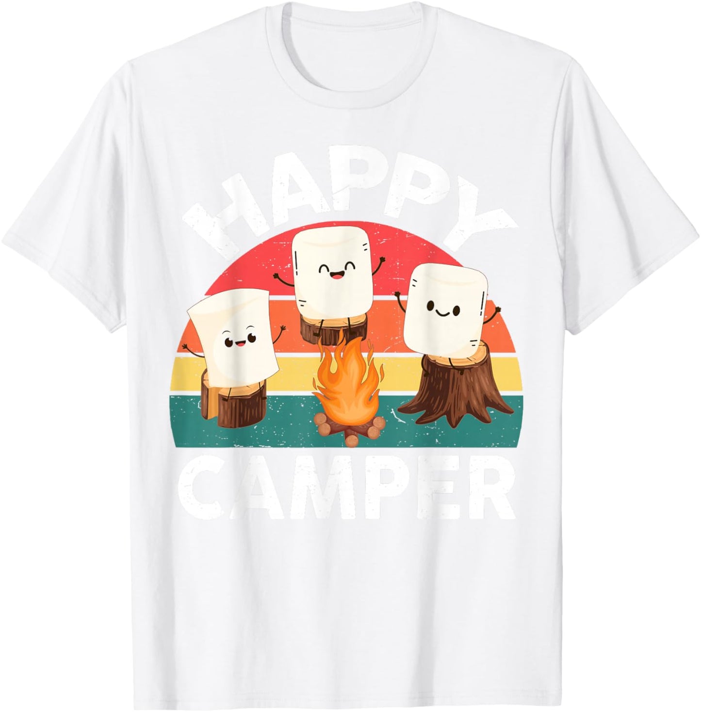 Happy Marshmallow Camper-Shirt Kids Toddler Boy Cute Camping T-Shirt - T-Shirt | White