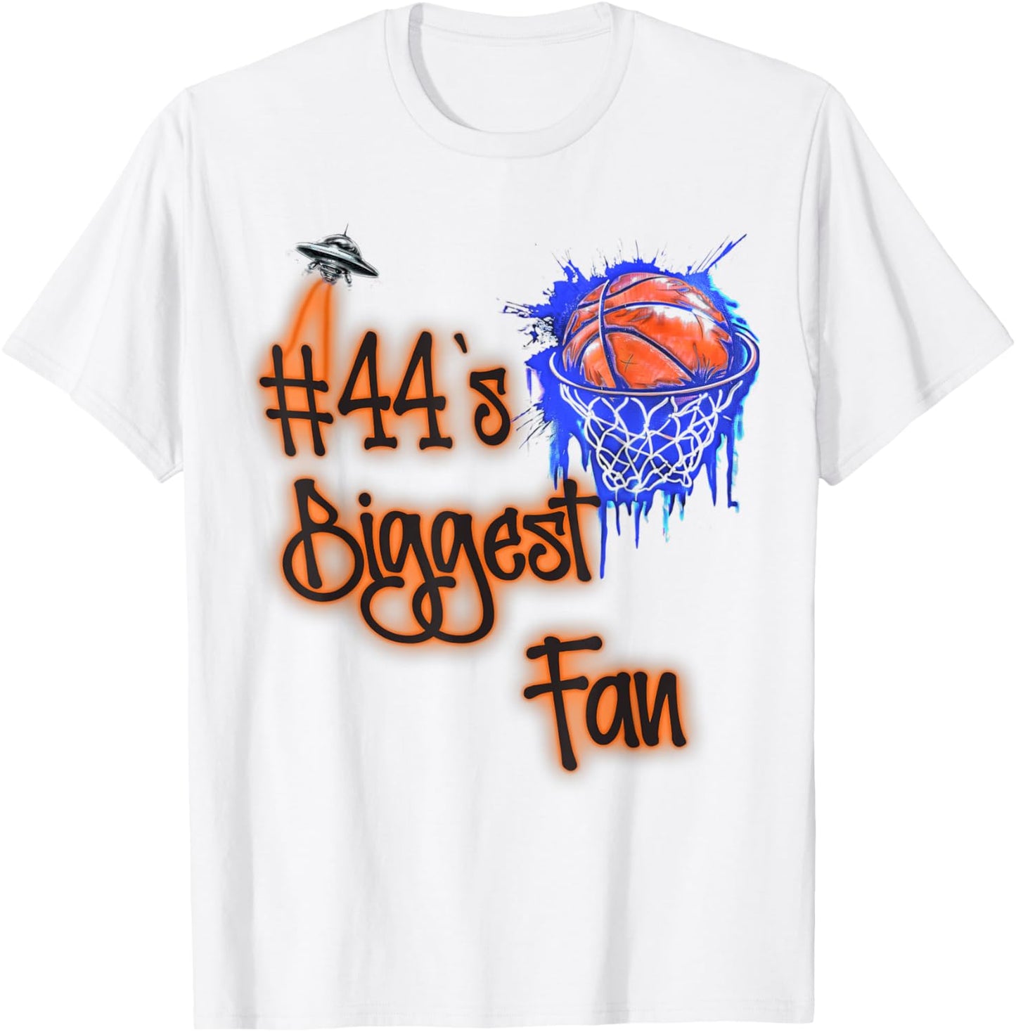 #44 Biggest Fan of Basketball Player Number 44 Dad Mom T-Shirt - T-Shirt | White