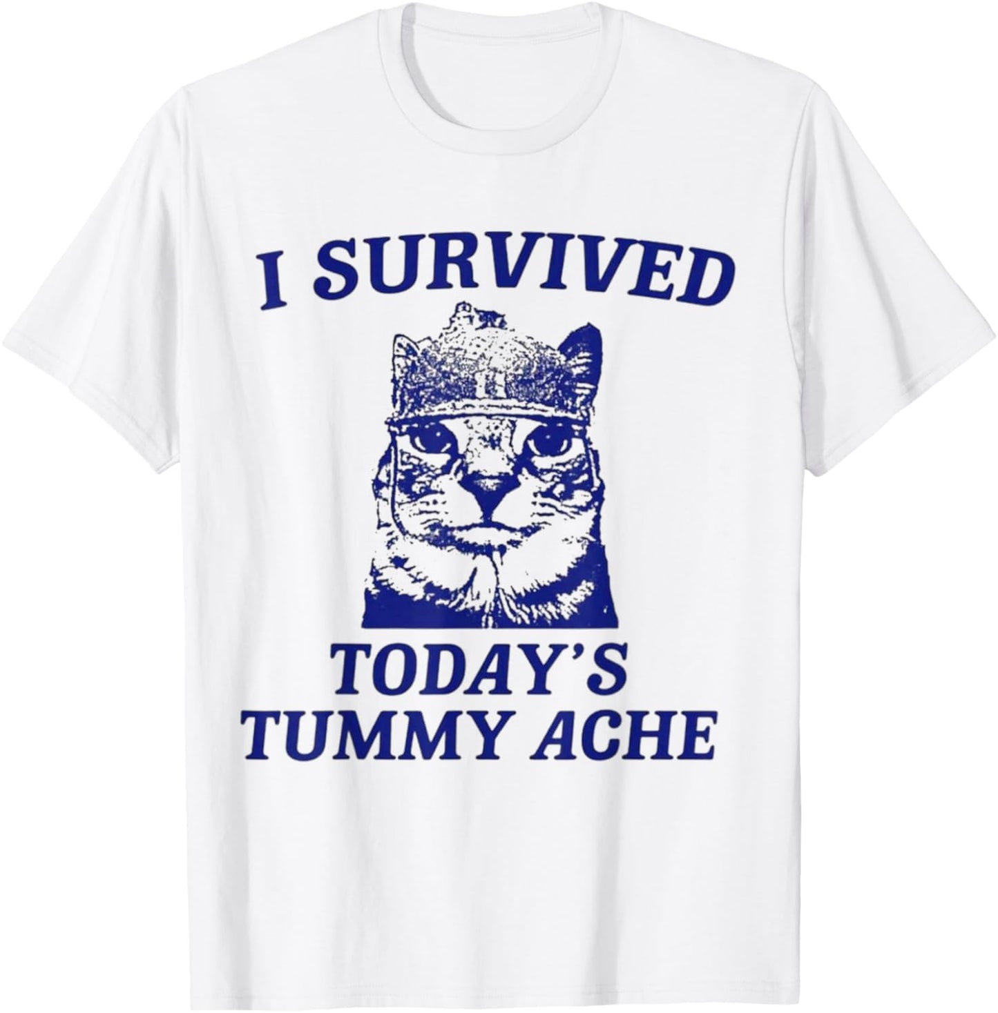 I survived today's tummy ache Cat T-Shirt - T-Shirt | White