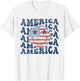 Retro Groovy America USA Smile Face Patriotic 4th of July T-Shirt - T-Shirt | White