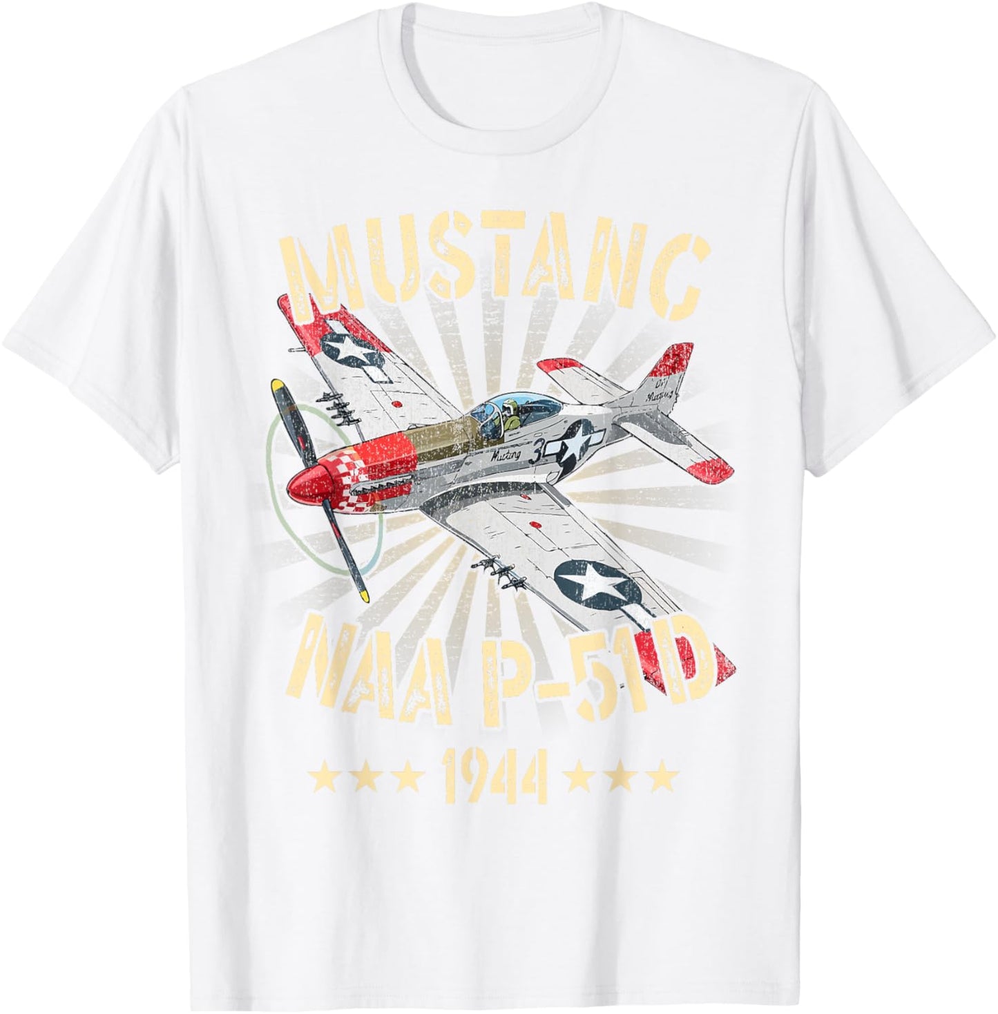 P-51D Mustang Vintage North American P-51D Fighter Warbirds T-Shirt - T-Shirt | White