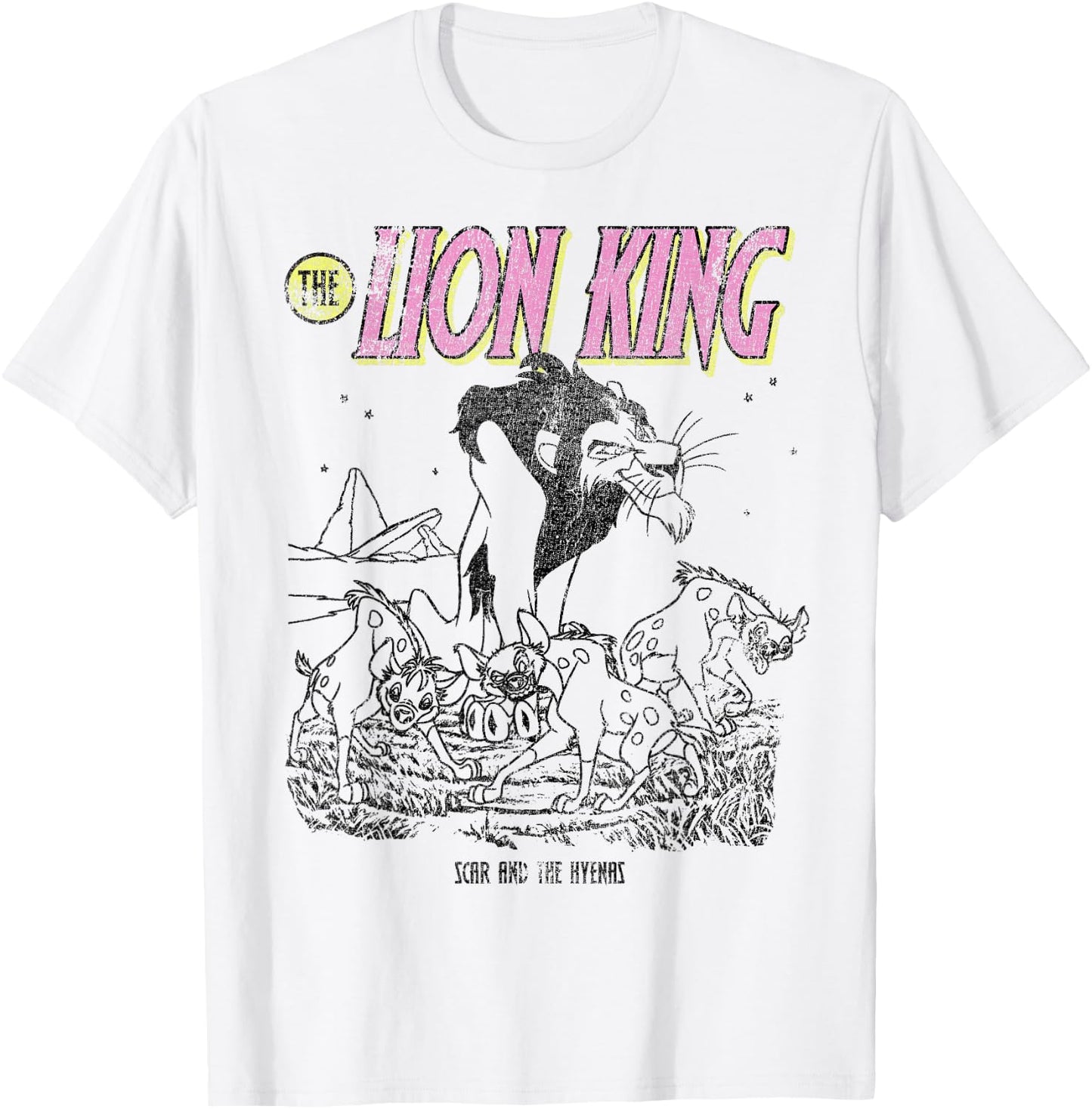 Disney The Lion King Scar And The Hyenas Outline T-Shirt - T-Shirt | White