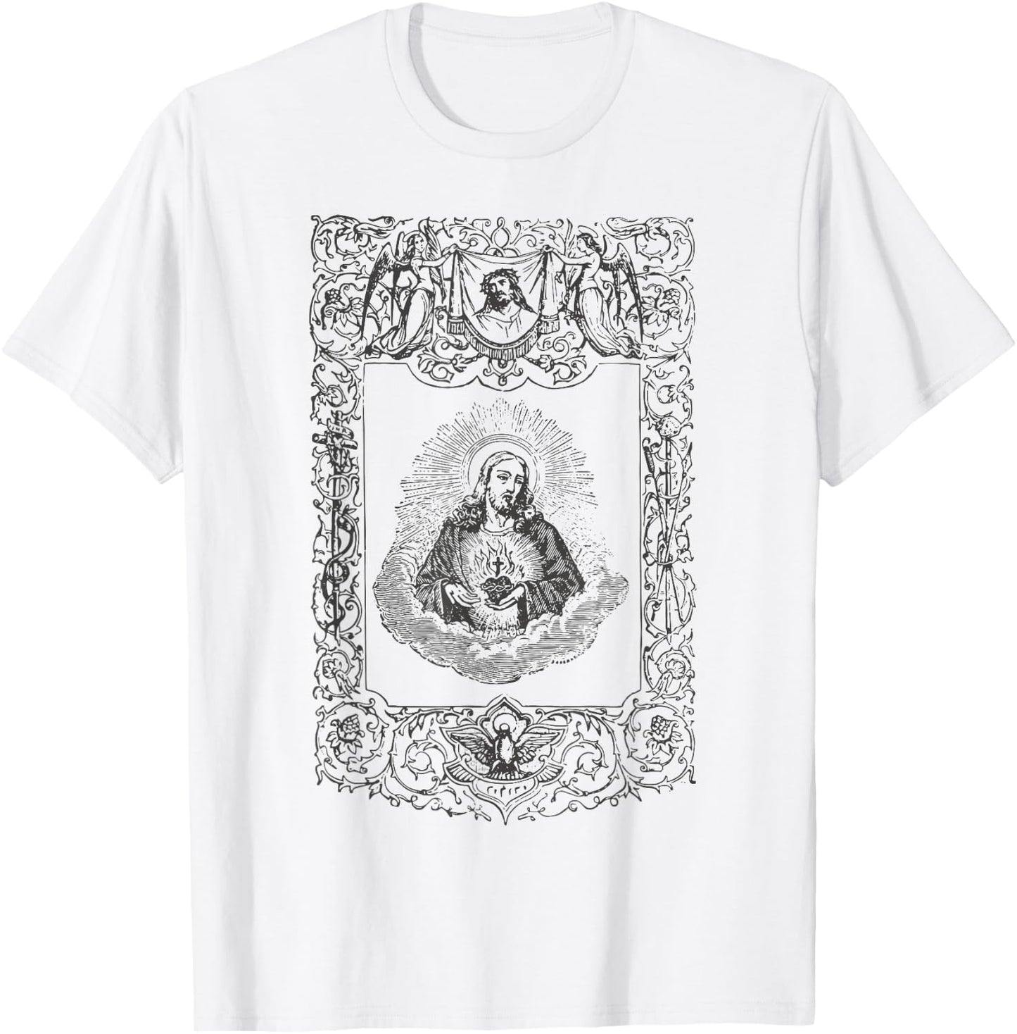 Sacred Heart of Jesus Christ Vintage Catholic Art Gifts INRI T-Shirt - T-Shirt | White