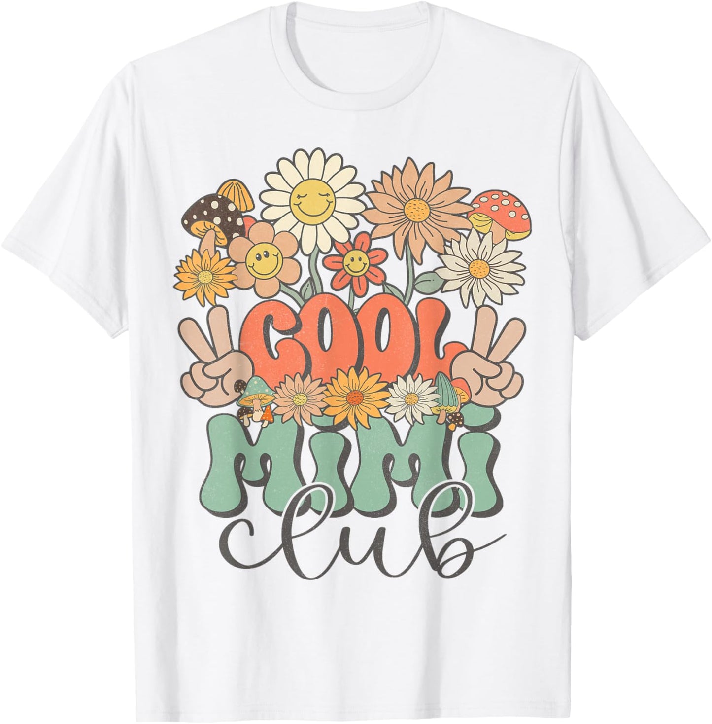 Matching Family Cool Mimi Club Floral Hippie Groovy Retro T-Shirt - T-Shirt | White