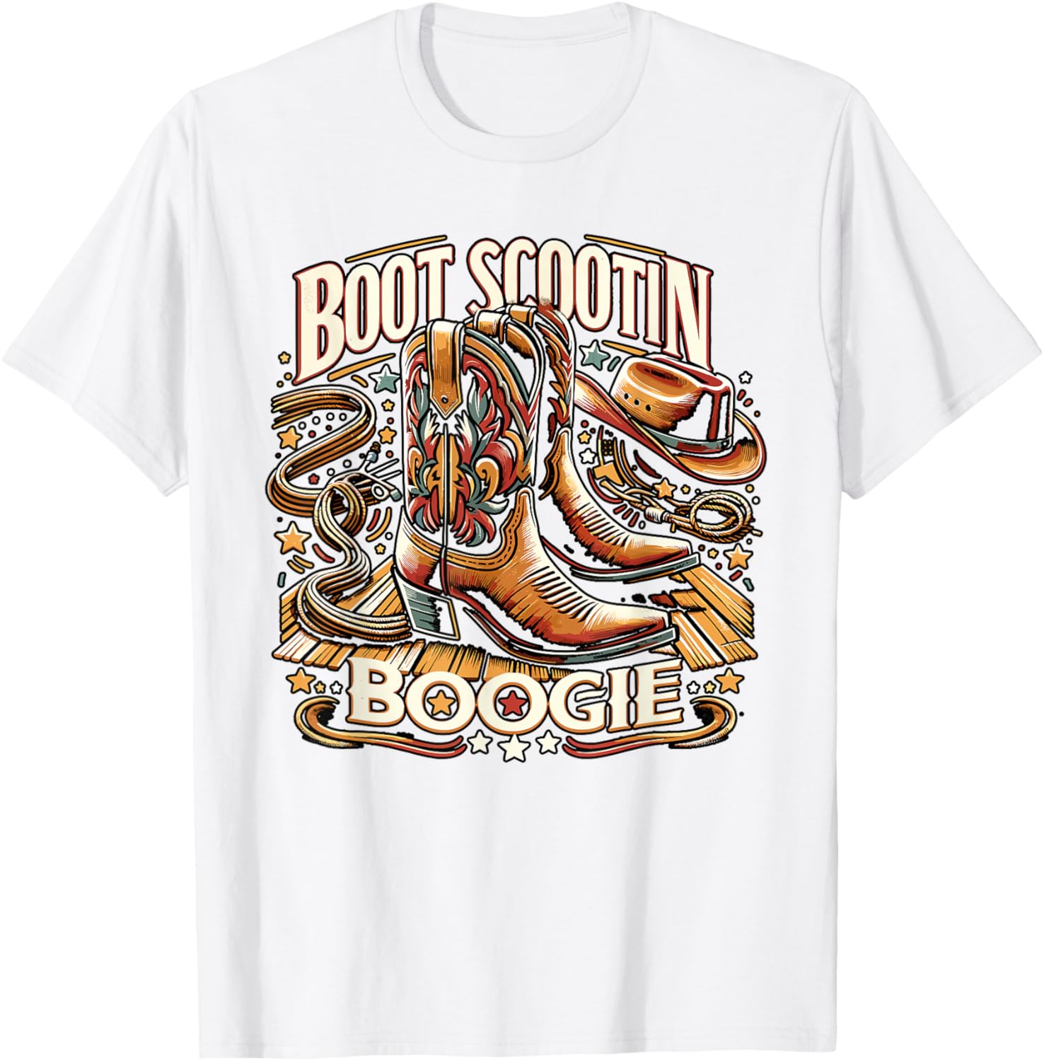 Boot Scootin’ Boogie Cowboy Western Cowboy Boots T-Shirt - T-Shirt | White