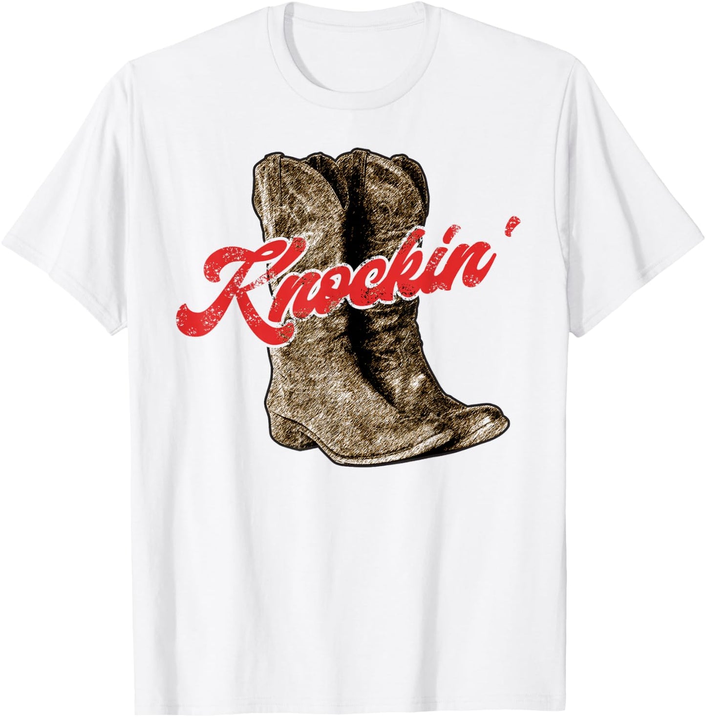 Knockin Boots Boot Cowboy Country Vintage Cowgirl T-Shirt - T-Shirt | White