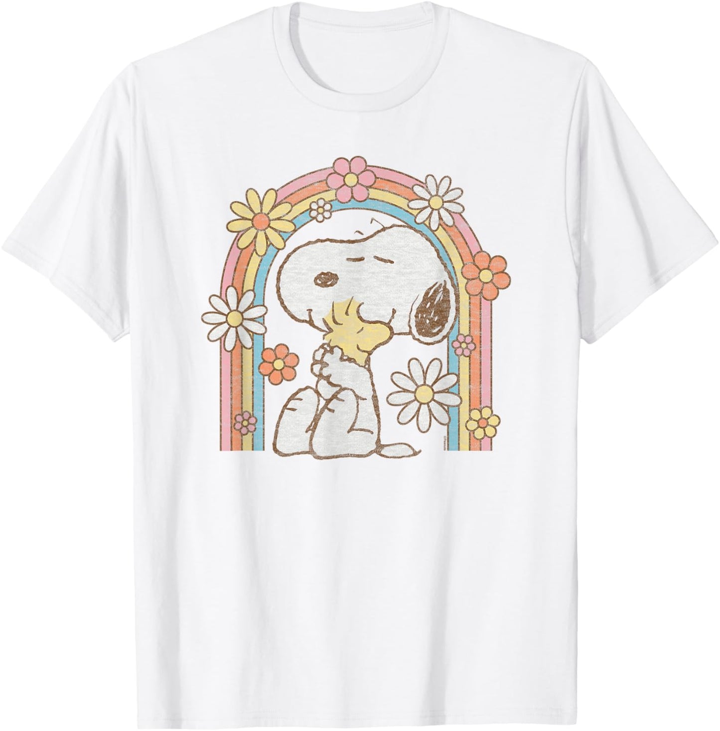 Peanuts Retro Flower Rainbow T-Shirt - T-Shirt | White