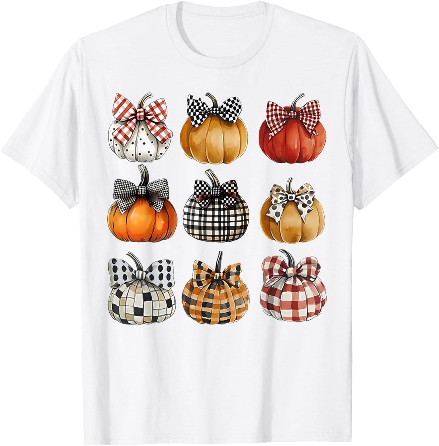 Coquette Bow Pumpkin Season Thanksgiving Autumn Fall Leaves T-Shirt - T-Shirt | White