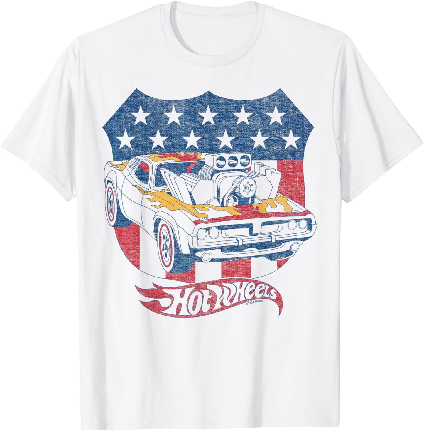 Hot Wheels - Patriotic American Flag T-Shirt - T-Shirt | White