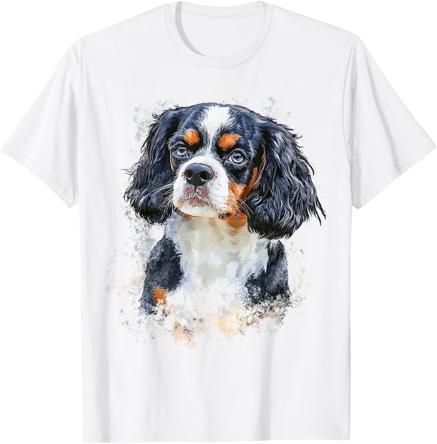 Cavalier King Charles Spaniel Dog Graphic Pet Illustration T-Shirt - T-Shirt | White
