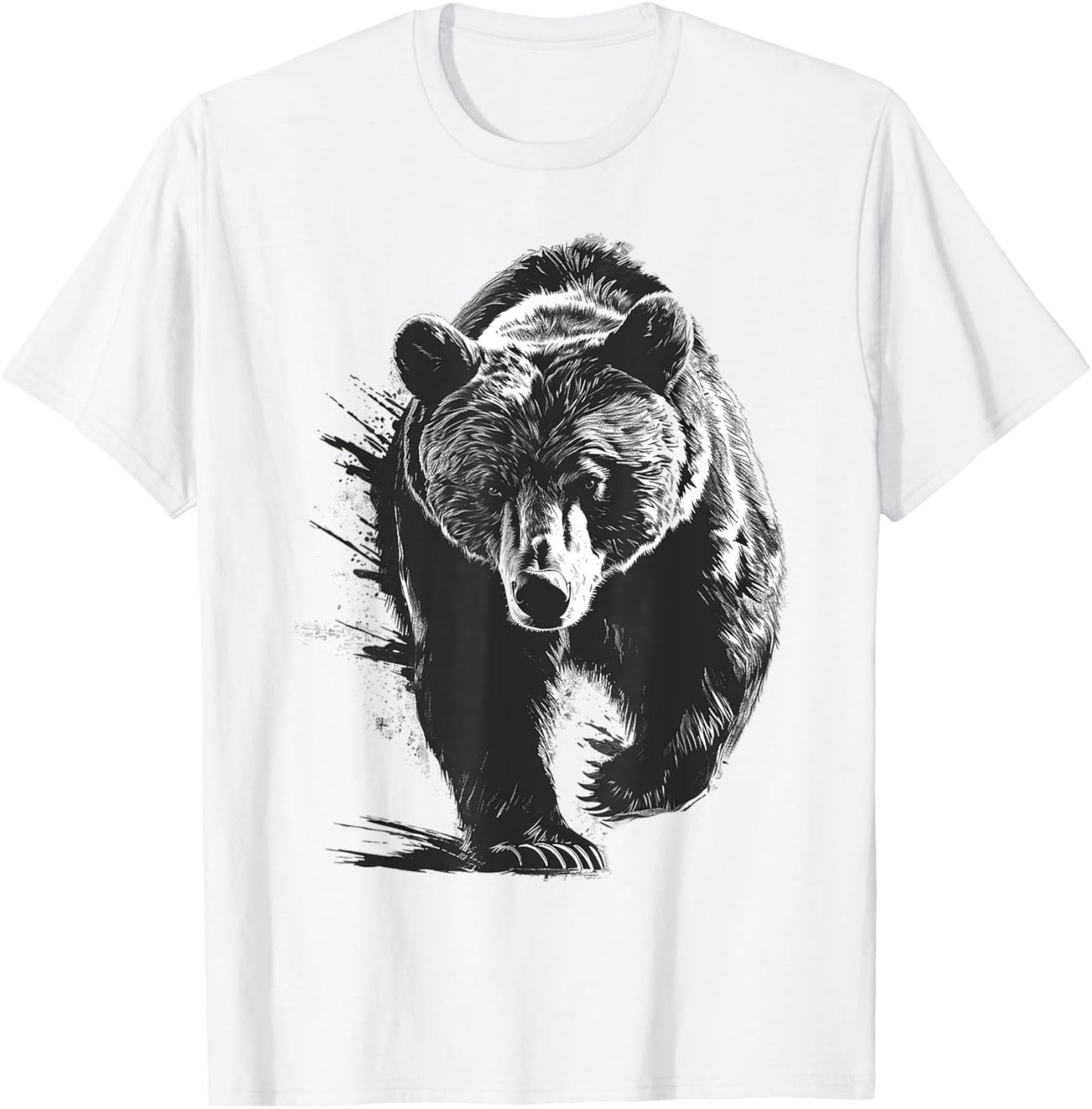 Bear Drawing Animal Painting Graphic Art Bear T-Shirt - T-Shirt | White