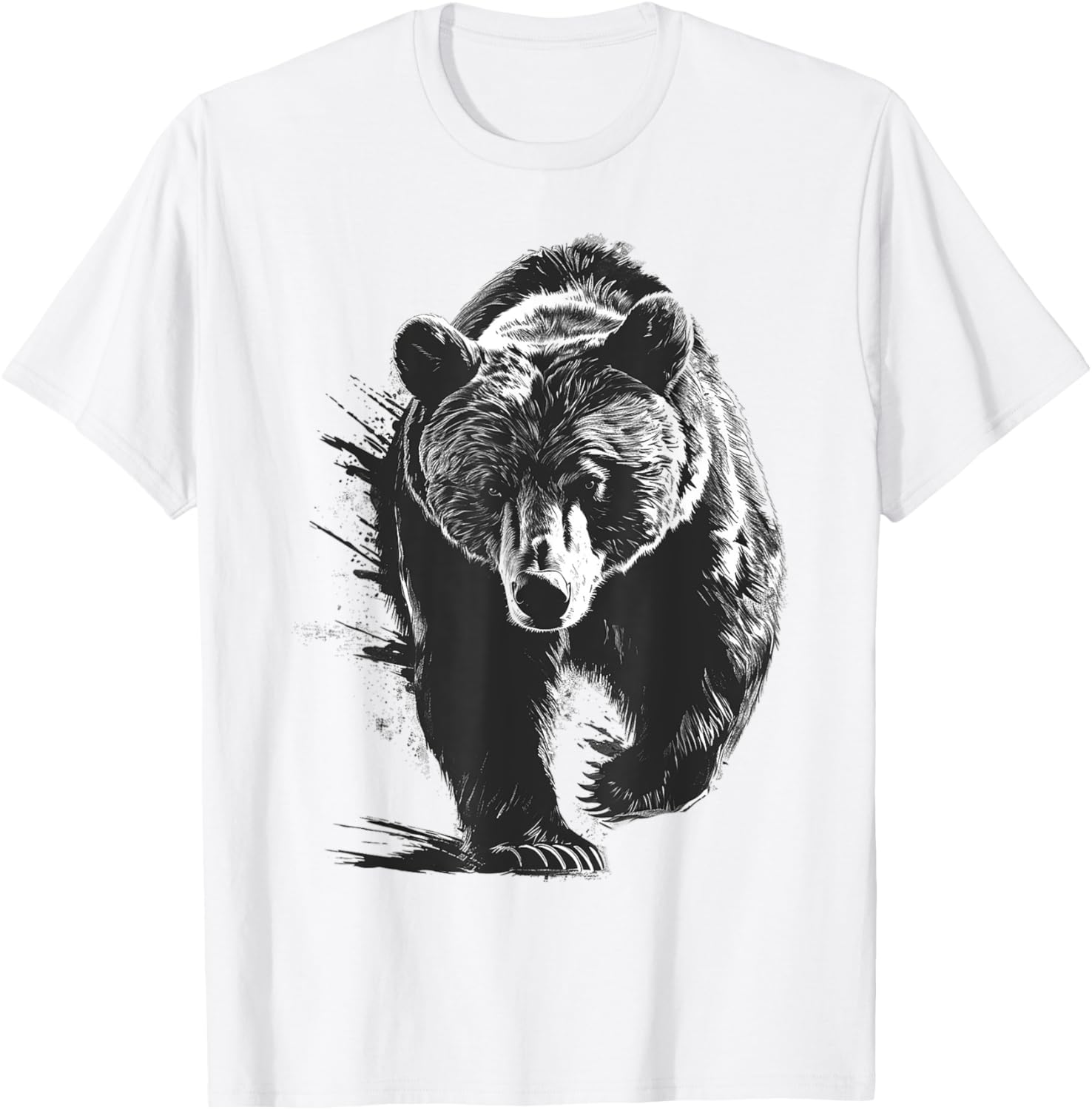 Bear Drawing Animal Painting Graphic Art Bear T-Shirt - T-Shirt | White