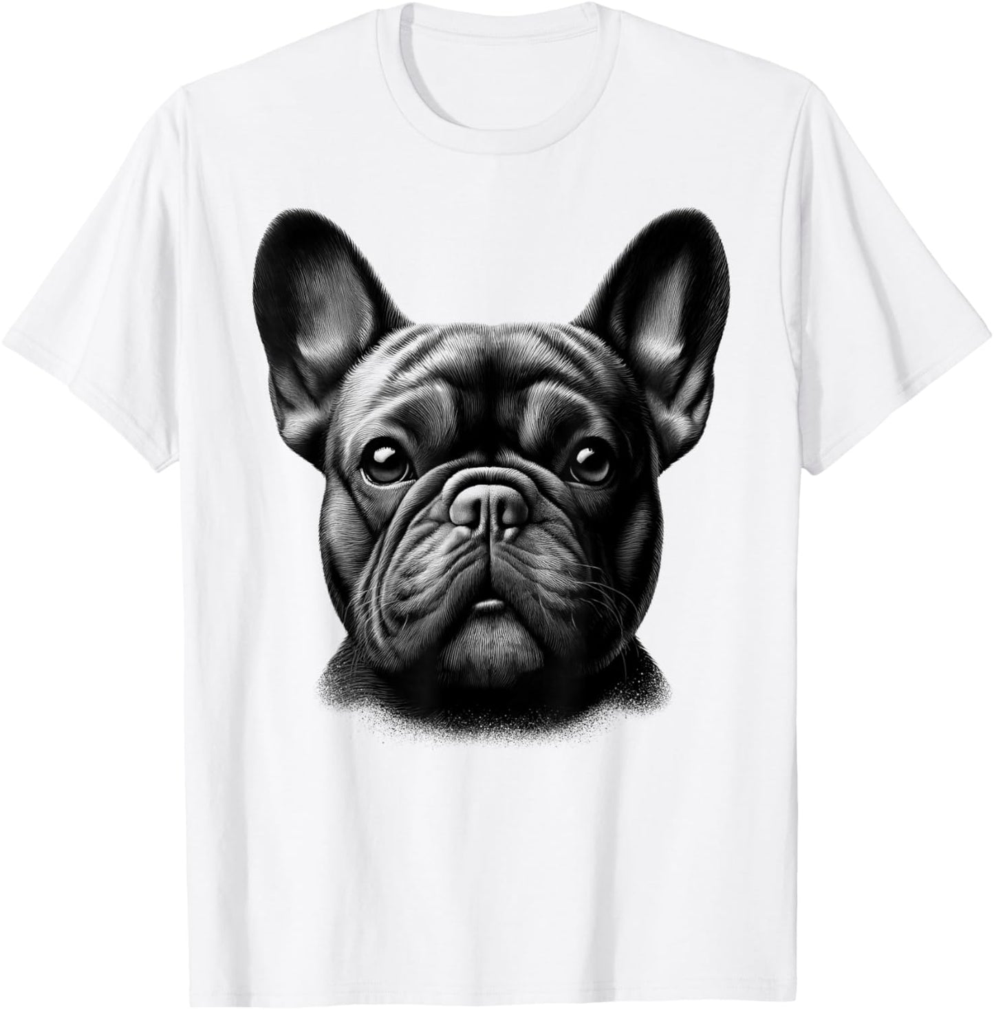Head Portrait of a Cute French Bulldog T-Shirt - T-Shirt | White