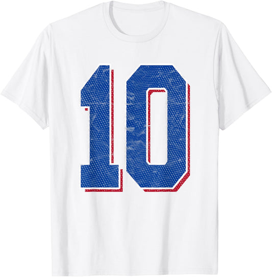 Number 10 Numbered Uniform Sports Team Jersey 10th Birthday T-Shirt - T-Shirt | White